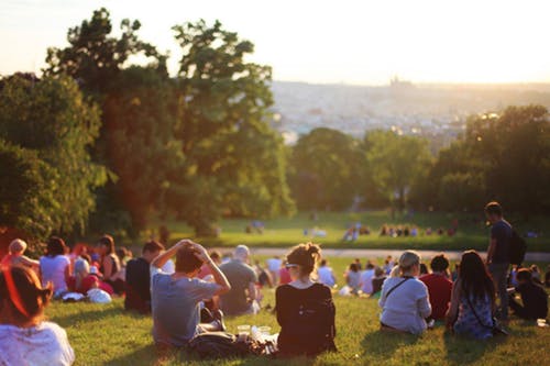 people hanging out in the park