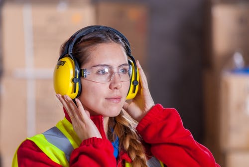 woman with ear protectors