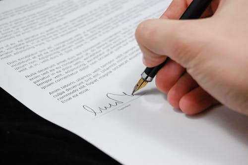 signing a contract